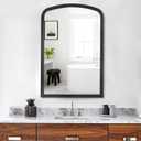 HOMECOOKIN Wood Arched Mirror for Bathroom, 24" x 36" Farmhouse Rustic Arched Wall Mirror Wood Framed Vanity Mirror for Home Decor Entryway Living Room (Black)