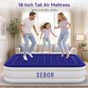 Sebor Air Mattress with Built-in Pump, Comfortable Self-Inflating Air Mattress with High-Speed Pump, Durable Blow Up Mattress Queen with Storage Bag for Guests