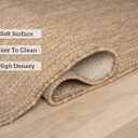 Angela Easy Jute Indoor Outdoor Rug, 5x7 Neutral Solid Jute Look, Polyester, Durable & Easy Care Outdoor Farmhouse Carpet for Patio, Porch, Living Room (5' x 7', Natural)