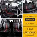 Custom Sienna Seat Covers for 2021-2026 Toyota Sienna 7-Seat, Black+Red