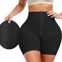 Butt Pads for Bigger Butt Faja Shorts Shapewear Tummy Control Body Shaper Padded Hip Shapewear for Women (Medium, Black With Pad/Hook)