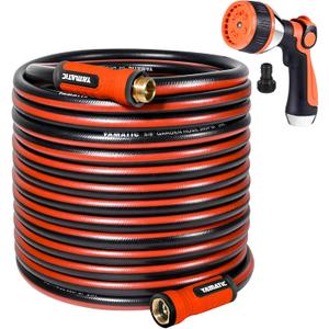 YAMATIC 100FT Garden Hose 5/8in I.D. with 10 Function Water Hose Nozzle