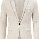 TURETRENDY Men's Casual Sport Coat Lightweight Linen Blazer One Button Business Suit Jackets Stylish Daily Suits (Beige, XXL)