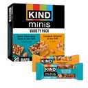 KIND Mini Snack Bars Variety Pack, Gluten Free, Low Sugar, Low Calorie Snacks, Dark Chocolate Nuts & Sea Salt, Caramel Almond & Sea Salt, 20 Count (EXP 08/04/27)