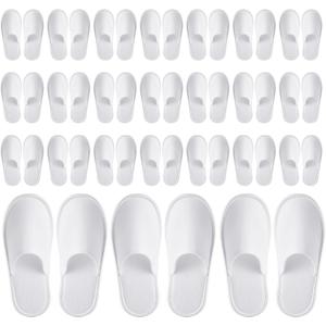 Juvale 24 Pairs Disposable House Slippers for Guests - Bulk Slipper Pack for Hotel, Spa, Travel, Shoeless Home, White Closed Toe (US Men Size 10, Women 11)