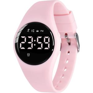 Kids Watches for Girls Boys Digital Sport Watch with Step Counter Pedometer Vibration Alarm Clock, No App Waterproof Fitness Tracker Kids Watch Boys Girls Teens Students Ages 5-16 (102-F-Pink)