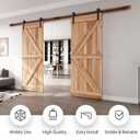EaseLife 12 FT Double Door Sliding Barn Door Hardware Track Kit,Straight Pulley,Heavy Duty,Slide Smoothly Quietly,Easy Install (12FT Track Kit for Double 36" Wide Door)