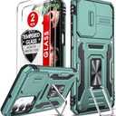 LeYi for Samsung A17/16-5G Phone Case: A17 5G Screen Protector [2 Packs] with Galaxy A16 Case, Magnetic Kickstand, Heavy Duty Shockproof for Celular Android Phone Case A 16/A17 5G, Alpine Green