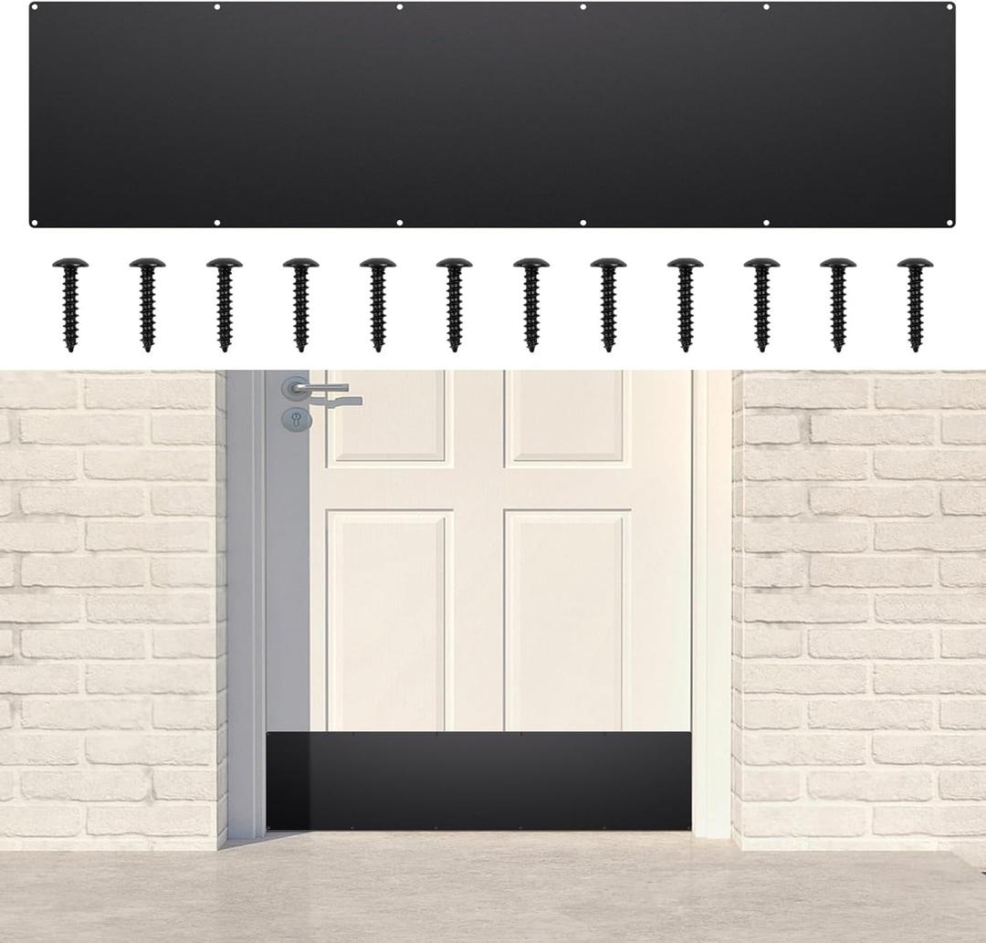 Metal Door Kick Plate for Bottom of Door, 8 x 34 Inches Strike Plates with Screws, Exterior/Interior Door Protection Plate, Door Plate for Decor Avoid The Door from Kicking