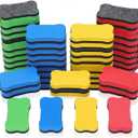 Outus 48 Pieces Magnetic Whiteboard Dry Eraser Office Erasers Bone Shaped Dry Erasers Fit for Home and Office, Red, Yellow, Blue and Green