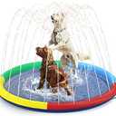 Splash Sprinkler Pad for Dogs - 67" Thicken Pet Swimming Pool Bathtub, 2024 New Pet Summer Backyard Playset & Water Toys(67",Blue&Yellow&Green&Red)