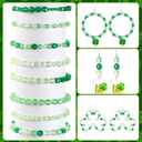 3 x UPINS St. Patrick's Day Green Beads, 1200Pcs Green Crystal Faceted Beads for Jewelry Making Beads for Irish St. Patrick's Day DIY Craft Wreath Necklace Bracelet Earring Holiday Tree Decorations