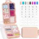 14 GRIDS Travel Pill Organizer Box with Labels - Travel Medicine Case Kit - Pocket Daily Pharmacy Container - Travel Medication Holder Dispenser for Fish Oil Vitamin Supplement Storage - Pink