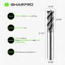 5/16 Inch Shank Carbide Square End Mill, 4 Flute CNC End Mills, Heat-Resistant Metal Endmill Suitable Alloy Steel, Stainless Steel, Various Cast Iron
