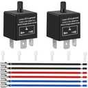 2PCS Electronic LED Flasher Relay 3 Pin 12.8V 0.1W-150W c/m Motorcycle Turn Signal Adjustable Flasher CF-13 Flasher Relay with 18AWG Terminal Wire 6.3 Sheath for Car Truck Van