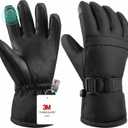 Ski Gloves, Warmest Waterproof and Breathable Snow Gloves for Cold Weather, Fits Both Men & Women, for Parent Child Outdoor (Small, Fit Kids 8-10 Years), Full Black