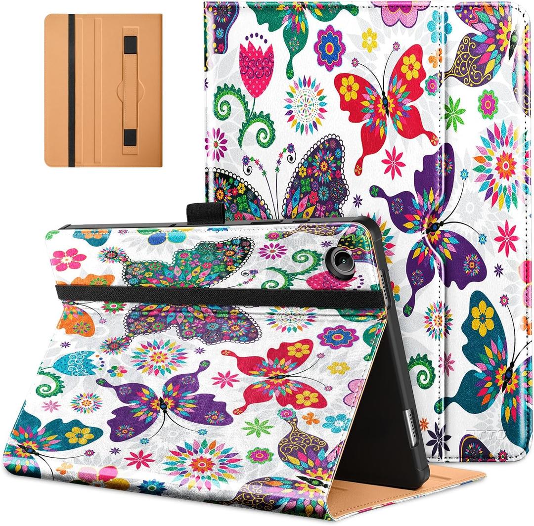 DTTO for Samsung Galaxy Tab A9 Plus 11 inch Case 2023, Premium Leather Business Folio Stand Cover with Hand Strap for Galaxy Tab A9+ 11'' 2023 Model (SM-X210/X216/X218) - Auto Wake/Sleep, Butterfly