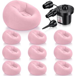 Realspring 9 Pcs Inflatable Bean Bag Chair, Air Pump,Pink