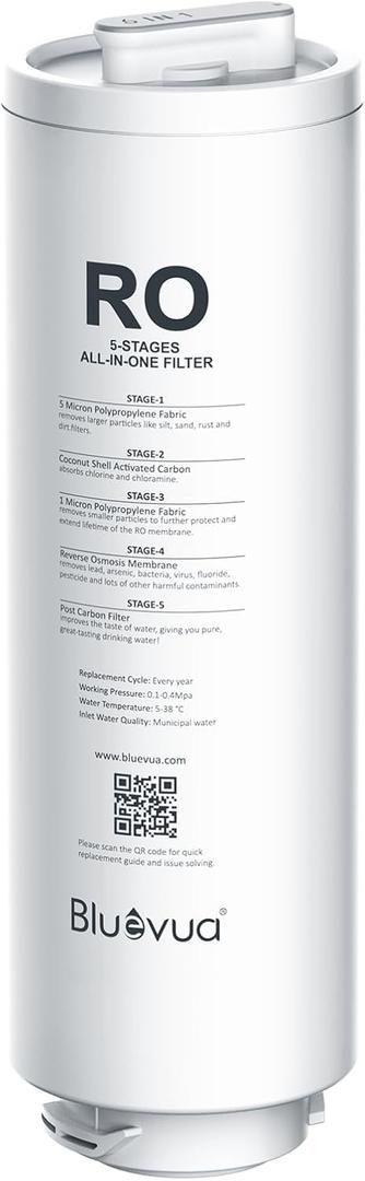 Bluevua Reverse Osmosis System Countertop RO100ROPOT-Lite Replacement Filter