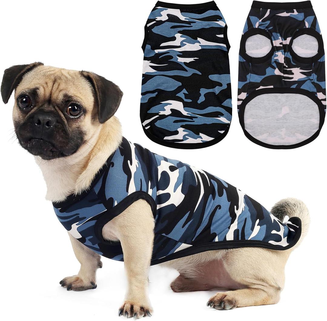 Paiaite: Stylish Sleeveless Camouflage Dog Vest for Small, Medium, and Large Breeds, Made of Polyester for Comfort, Breathability, Wrinkle Resistance, Moisture Wicking, and Elasticity Blue S