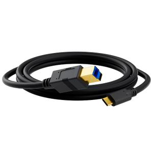 USB C to B 3.0 Cable 20FT, USB-C-Male to USB B-Male 3.0 Cable, Gold-Plated Connectors, Compatible with Docking Station, External Hard Drivers, Scanner, Hard Drive Enclosure, Built-in Hub & More, Black