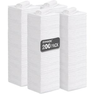 Shop Towel Rag, 200 Pack Reusable Rags Bulk Microfiber Cleaning Cloth Lint Free Towels for Car Kitchen Automotive Bar Mechanic Restaurant Garage, 11.5"x 11.5", White