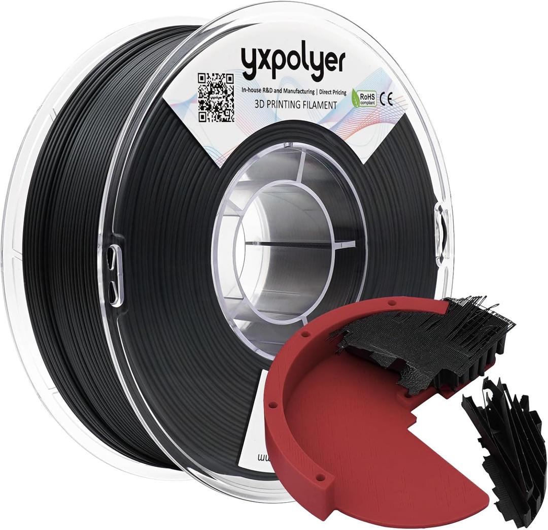 YXPOLYER Breakaway Support Filament 1kg 1.75mm Black with Heat-Resistant Reusable AMS-Compatible Spool, Solvent-Free Support Material for Nylon, PA-CF, PPS, PC-CF, and More Engineering-Grade Filament
