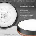 Ken & Ricky 12 Inch Wood Flush Mount Ceiling Light Fixtures,Round Flat Led Ceiling Light Dimmable,Close to Ceiling Light Fixtures for Kitchen Bathroom Bedroom Hallway 5CCT 24W 1PK