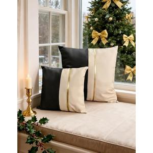 2 Pack GUANGDEEN Christmas Small Pillow Covers, Leather Beige and Black Rectangle Throw Pillows Covers for Living Room Couch Bed, Waterproof Cushion Case 13x13 in 2 Pack GUANGDEEN Christmas Small Pillow Covers, Leather Beige and Black Rectangle Throw Pillows Covers for Living Room Couch Bed, Waterproof Cushion Case 13x13 in