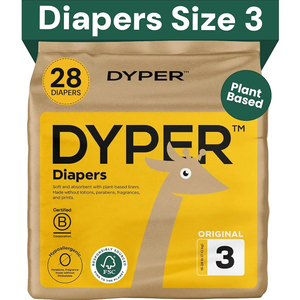 DYPER - Baby Diapers Size 3 Premium Leak Protection Plant Based, Hypoallergenic Diaper for Day and Overnight Skin-Friendly Comfort | Soft Size 3 Diapers (16-28 lbs), 28 Count