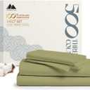 Mayfair Linen 500 Thread Count 100% Cotton Sheets King Size Bed Set - 4 PC King Bed Sheet Set Cotton (Sage Green), Soft, Cooling, Sateen 16" Deep Pocket Bedsheet for Hot Sleepers (Fits 18" Mattress)