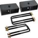 2'' Rear Leveling Lift Kit for 1999-2023 Chevy Silverado 1500 GMC Sierra 1500, 2in Hammer Tone Powder Coated Steel Rear Lift Block with Extended Square U-Bolt