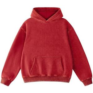 FAIABLE Mens Hoodies Oversized Unisex Acid Wash Hoodie Heavyweight Fleece Vintage Cotton Sweatshirt Men Women Streetwear S