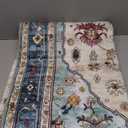 Istana 6x9 Area Rugs - White Cream/Blue Rugs for Living Room - Luxurious Silk's Soft Touch Living Room Rug - Elegant Non Slip Area Rug