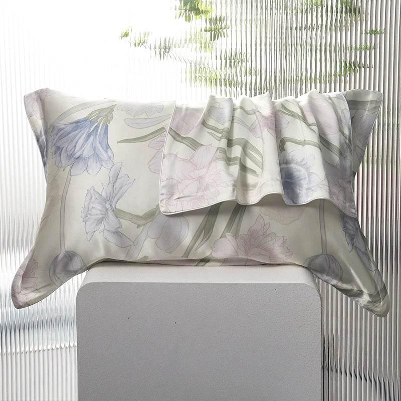 Silk Pillowcase for Hair and Skin, 4 Pack 100% Mulberry Silk Pillowcase 25 Momme, 600 Thread Count, Both Side Pure Silk Pillow Cover with Hidden Zipper (Gray, Standard 20''×26'')