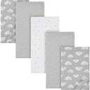 Gerber Boys and Girls Newborn Infant Baby Toddler Nursery 100% Cotton Flannel Receiving Swaddle Blanket, Clouds Grey, 5-Pack