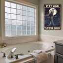 LIUAXICIA Tin Sign Bar Hippie Stay Wild Flower Child for Living Room Bedroom and Office Home Kitchen 8x12inch