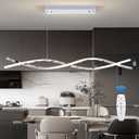 LED Pendant Lights, 3300k-6500K Adjustable Color Temperature Hanging Pendant Lighting, 56.29" Chandelier Dimmable with Remote Control, Aluminum Island Lighting Lamp Fixture for Kitchen Chrome Sliver