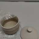 Honeydak 1 Pcs Large Ceramic Garlic Keeper with Lid & Holes, 4" x 4.5" Decorative Countertop Storage Container for Farmhouse Kitchen, Keeps Garlic Cloves Fresh, White