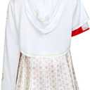 Zombie Girls Costume Kids Character Halloween Cosplay Mesh Top Pants Hooded Coat 3PCS Uniform Outfits (5-6 Years, Red 02)