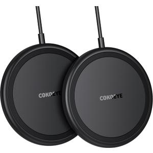 COKOEYE Wireless Charger, 15W Max Fast Wireless Charging Pad 2-Pack Compatible with iPhone 17/17 Air/17 Pro/17 Pro Max/16/15/14/13/12/Samsung S24/S24Ultra/S23Ultra/S22/S21,AirPods Pro2 (Black)