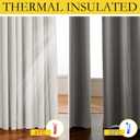 NICETOWN 100% Absolutely Blackout Linen Curtains with Thermal Insulated White Liner, Ivory, W52, 2 Pieces, Noise Reducing Textured Linen Look Curtains for Windows 102 inch Length for Classroom