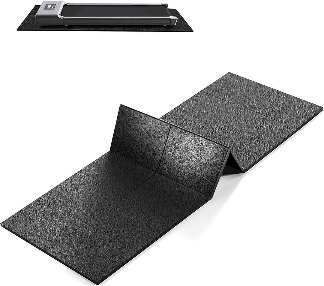 Treadmill Mat, Exercise Equipment Mat 63"x30", 1/4" Thick, Foldable Non-Slip Waterproof Surface for Walking Pad, Stationary Bike, Elliptical, Carpet & Hardwood Floor Protection, Noise Reduction