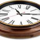 Bernhard Products Extra Large Wall Clock 18 Inch Quality Quartz Silent Non Ticking, Battery Operated for Home/Living Room/Over Fireplace Beautiful Decorative Roman Numeral Stylish Clock, Light Brown