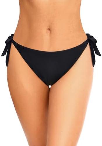 Tempt Me Women Side Tie Bikini Bottoms - String Swim Bottoms Low Rise Bathing Suit Bottoms Cheeky Coverage Swimwear 2025 XL