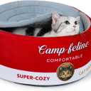 Can-Shaped Cat Bed with Privacy Cover - Comfortable Cushion for Cats & Small Dogs, Medium