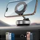 Lamicall Car Phone Mount - [70 LBS Strongest Suction] for Magsafe Car Mount, 360 Adjustable Suction Cup Phone Mount Dashboard Windshield Vacuum Magnetic Phone Holder for Car Silver