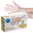 MED PRIDE Disposable Medical Grade Vinyl Exam Gloves, Latex & Powder Free, Ultra-Strong, for Healthcare & Food Handling (Large (Pack of 100) 100 Clear) (L)