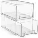 Sorbus Large Clear Stackable Storage Drawers 2-Pack Plastic Organizer Bins with Handles Stackable Pull-Out Storage Drawers for Closet, Pantry, Office, Bathroom, Craft, and Toy Organization