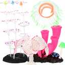 Silicone Glowing Aquarium Decorations, Fluorescence Coral, Glowing Sea Anemone Decor, Glowing Sucker Coral for Aquarium Decor Purple Pink Green 1 Set